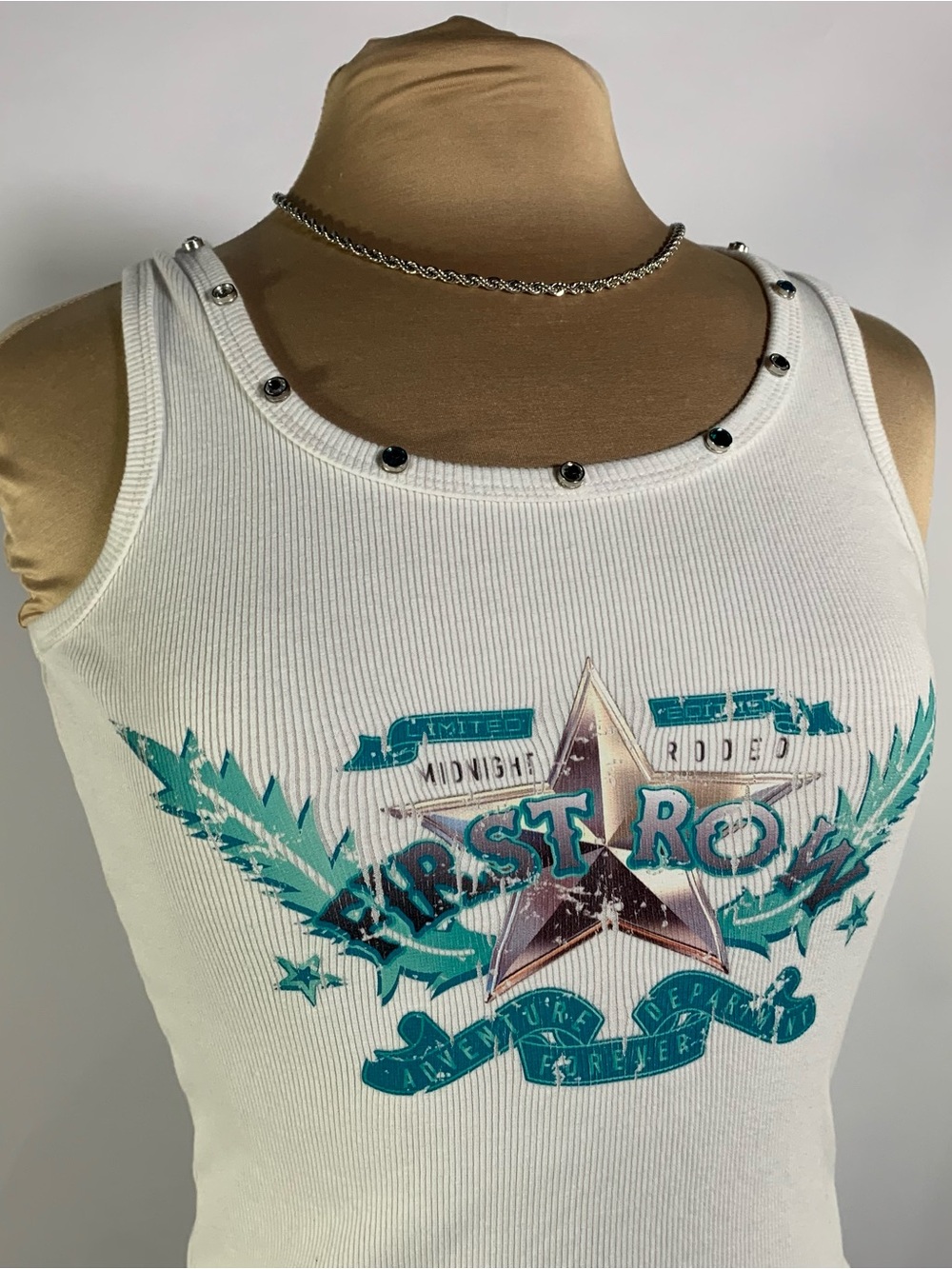 First Row Studded Graphic Ribbed Tank Top - Picture 5 of 8